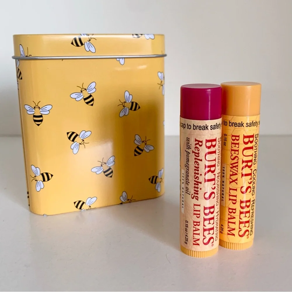 Burts bees chapstick tin case set